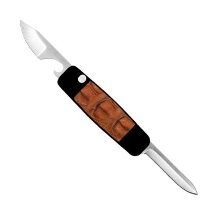 Piccolo - Black Aluminum with Saddle Crocodile In-Lay