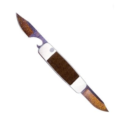 Piccolo - Stainless Steel With Brown Hippo In-Lay and Mosaic Damascus Blades